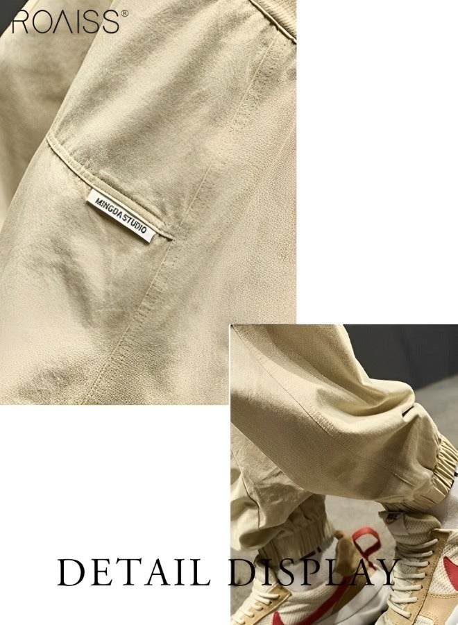 Men's Casual Loose Fitting Overalls Outdoor Sports Ankle Tightening Casual Pants Daily Fashion Versatile Quick Dried Sweatpants