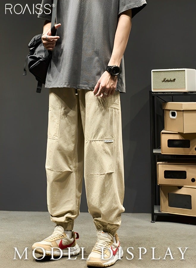 Men's Casual Loose Fitting Overalls Outdoor Sports Ankle Tightening Casual Pants Daily Fashion Versatile Quick Dried Sweatpants