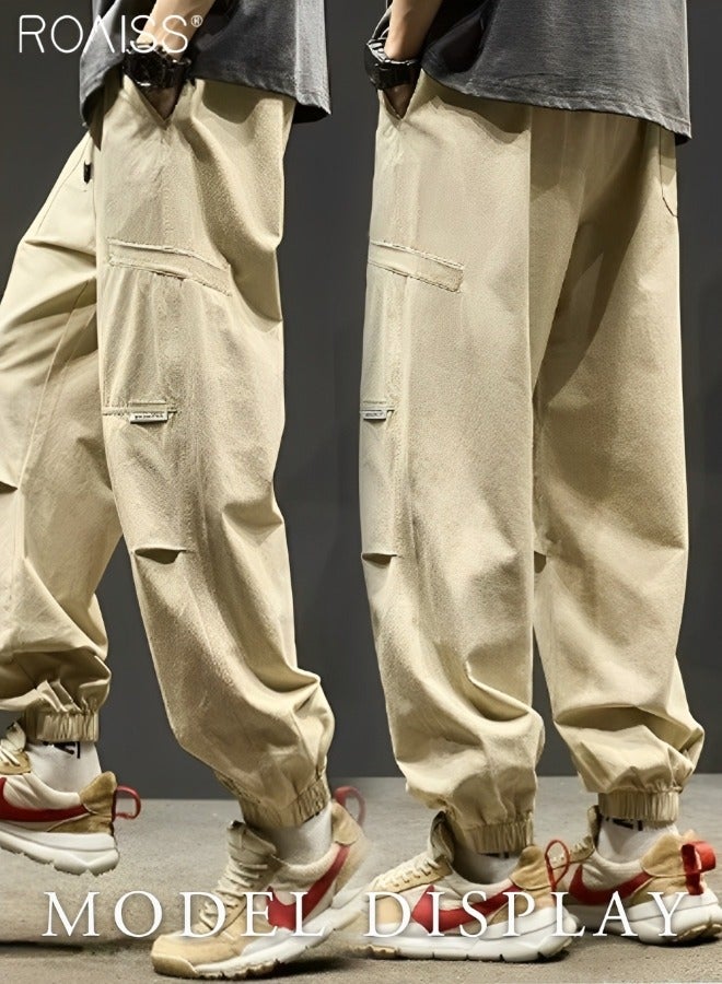 Men's Casual Loose Fitting Overalls Outdoor Sports Ankle Tightening Casual Pants Daily Fashion Versatile Quick Dried Sweatpants