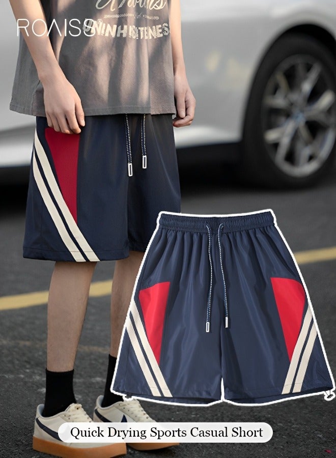 Training Shorts Contrast Block Sweatshorts Casual Shorts Streetwear Loose Short Pants Beach Shorts