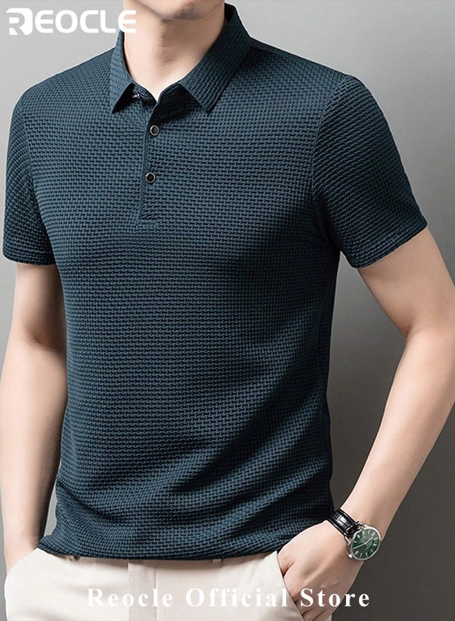Men's Polo Shirt Mesh Ice Silk Short-sleeved T-shirt Short Sleeve Sports Golf Tennis T-Shirt Casual Collared Summer Shirt Classic Polo Shirt