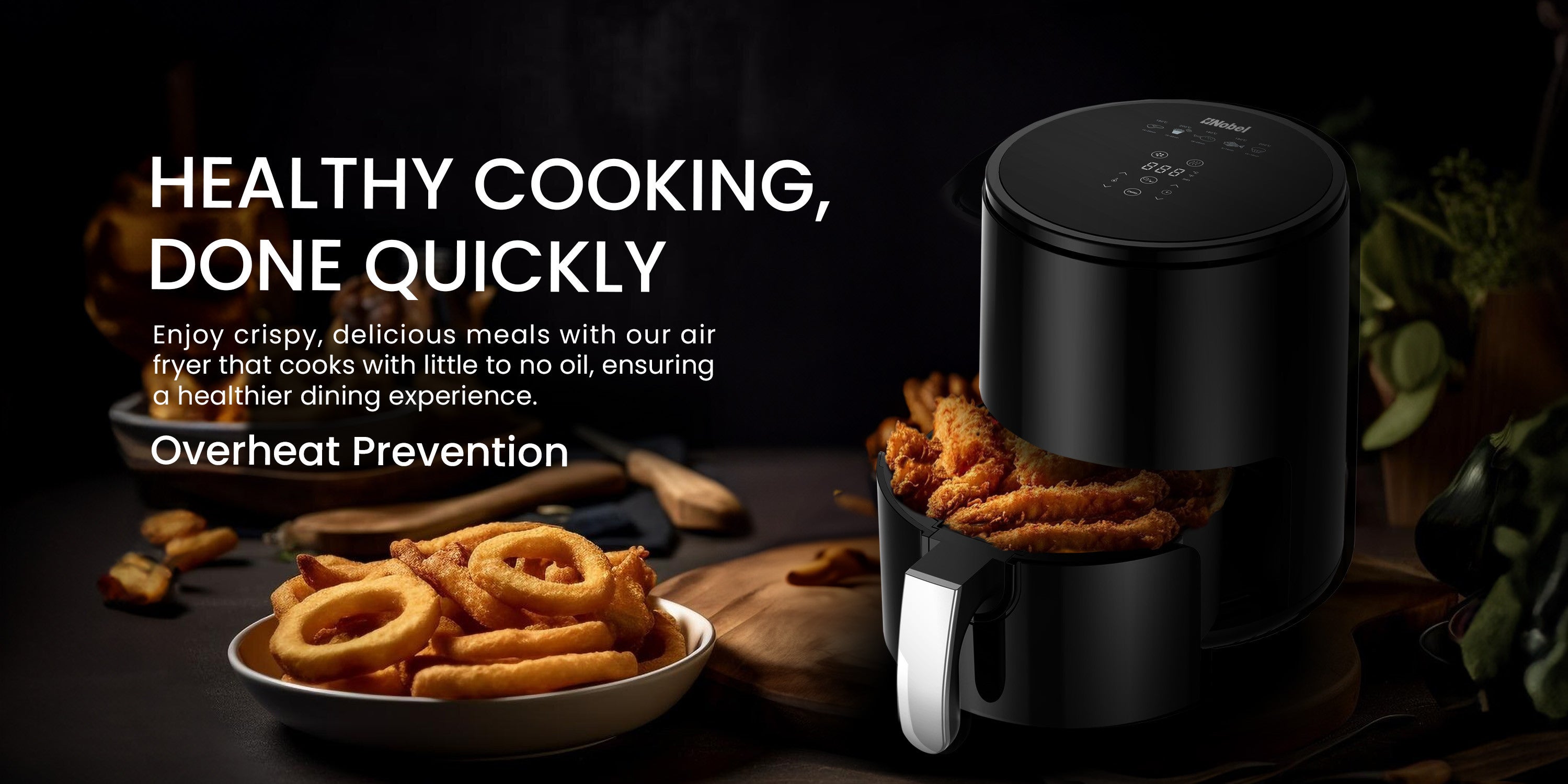 Multifunctional Air Fryer With 6 Preset Programs, Overheat Prevention, Digital Touch With 1-60 Min Timer 2.5 L 1200 W NAF350 Black