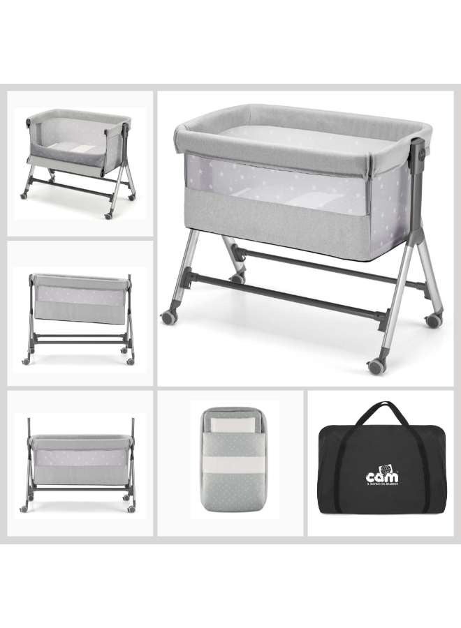 Sempreconte Baby Co Bed Cradle, Baby Cot, Rocking Cradle, Convertible, Foldable,  Essential Sleeping Portable, Crib, Bedside - Silver Stars