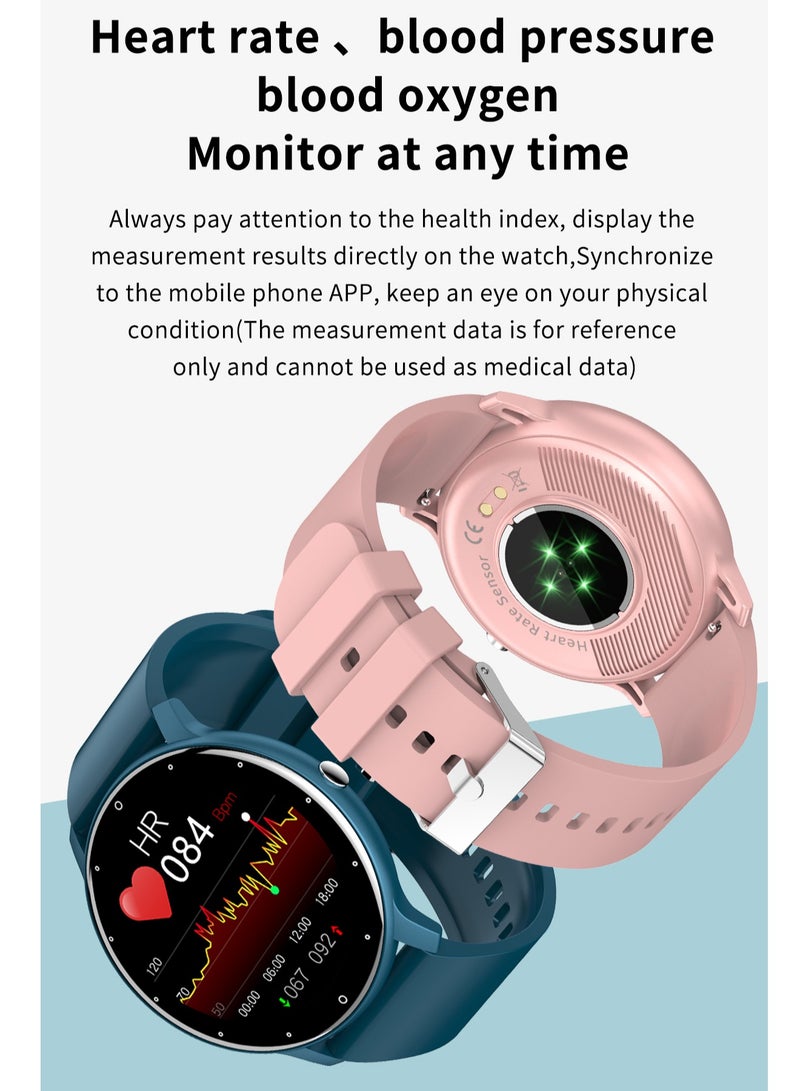 Smart Watch 1.28 inch Full Touch Screen Sport Tracker Watch Waterproof Bluetooth Silicone Strap Pink for Women