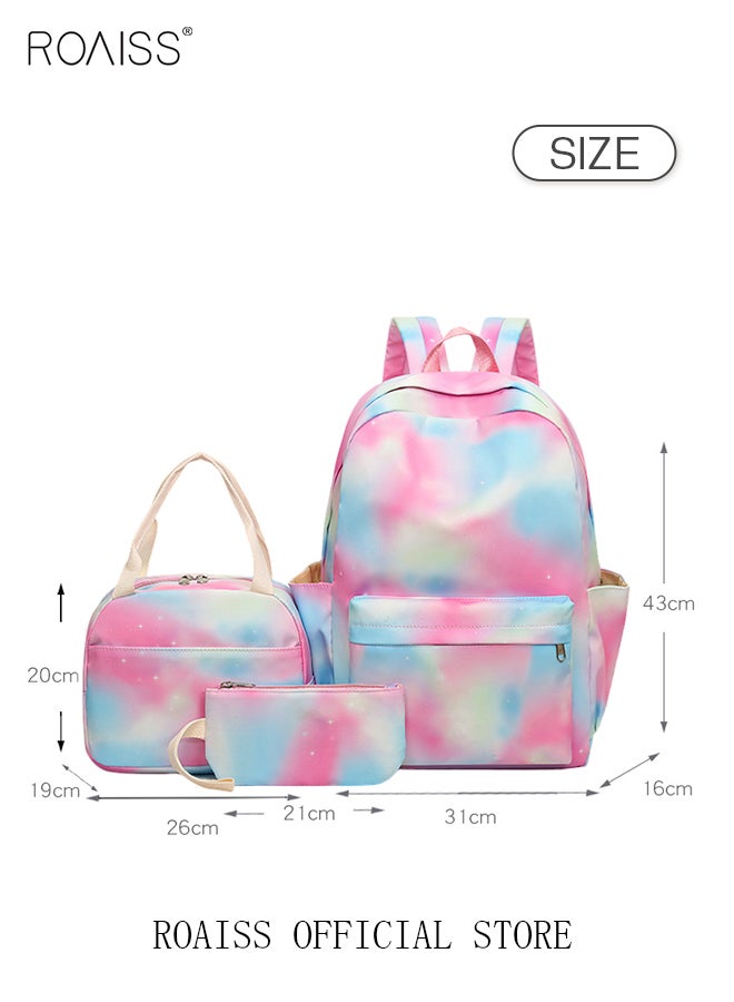 3-Piece Set New School Bag Elementary School/Junior High School/High School/Student Bag College Student Backpack Casual Cute Girl