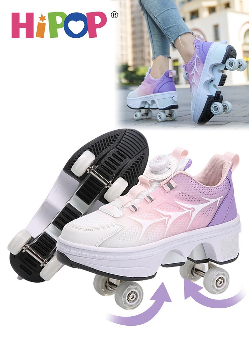 Unisex Kids Roller Skate Shoes with Dual Mode,Wheel Can Be Hidden,Fashional Girls Boys Roller Shoes,Retractable Skates for Kids