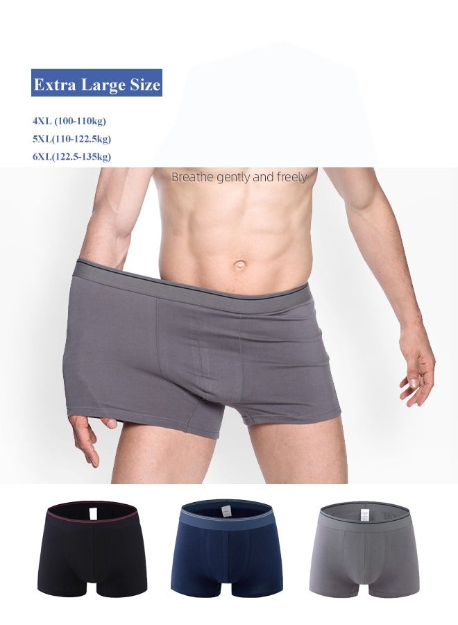 3pcs Extra large Men's Underwear Plus Size Cotton Underwear Men's Flat Corner Pants Boxer Briefs (4xl,5xl,6xl)