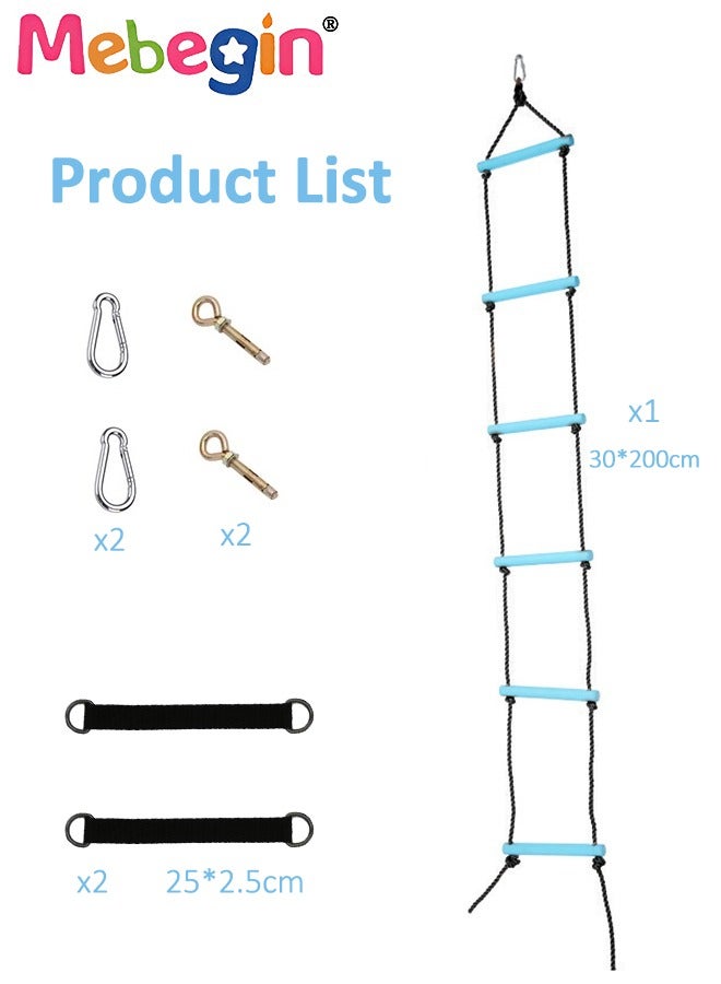 Kids Rope Ladder, Six-Section Treehouse Ladder, Children's Climbing Toys, Fun Safe Exercise Equipment, Outdoor Play Equipment, Outdoor Toys for Climbing Frame, Tree House, Dens and Play House, 200cm