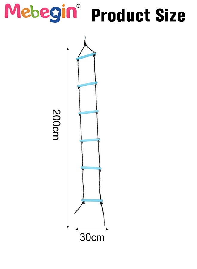 Kids Rope Ladder, Six-Section Treehouse Ladder, Children's Climbing Toys, Fun Safe Exercise Equipment, Outdoor Play Equipment, Outdoor Toys for Climbing Frame, Tree House, Dens and Play House, 200cm