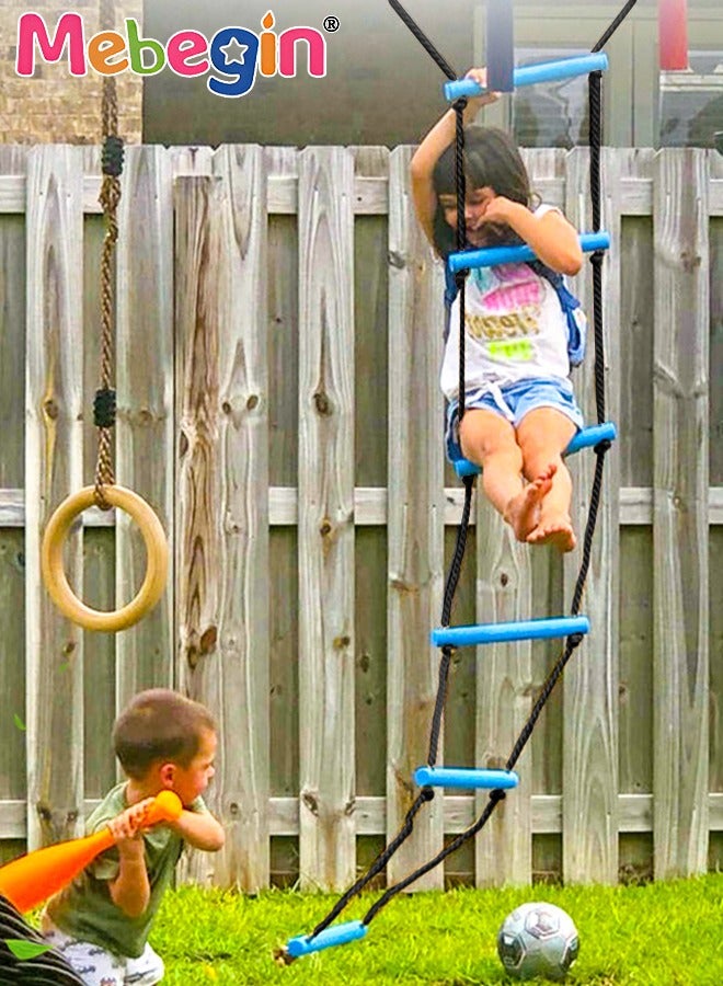 Kids Rope Ladder, Six-Section Treehouse Ladder, Children's Climbing Toys, Fun Safe Exercise Equipment, Outdoor Play Equipment, Outdoor Toys for Climbing Frame, Tree House, Dens and Play House, 200cm