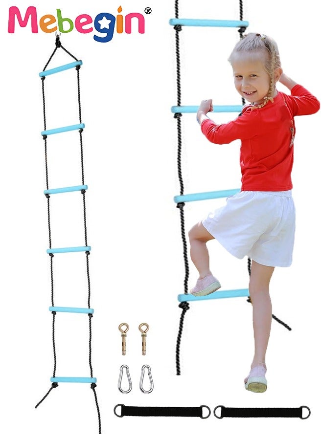 Kids Rope Ladder, Six-Section Treehouse Ladder, Children's Climbing Toys, Fun Safe Exercise Equipment, Outdoor Play Equipment, Outdoor Toys for Climbing Frame, Tree House, Dens and Play House, 200cm