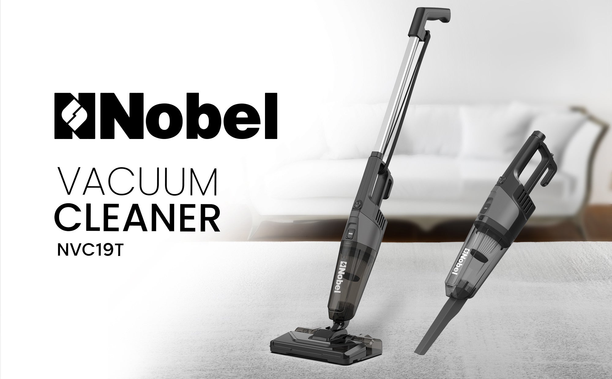 2 in 1 Handheld Stick Vacuum Cleaner, Lightweight, Powerful Suction 600W, 18 kPa Vacuum, 18 L/s Airflow, 20% Max Efficiency with Hepa Filter & 0.6L Dust Tank Capacity 0.6 L 600 W NVC19T Black
