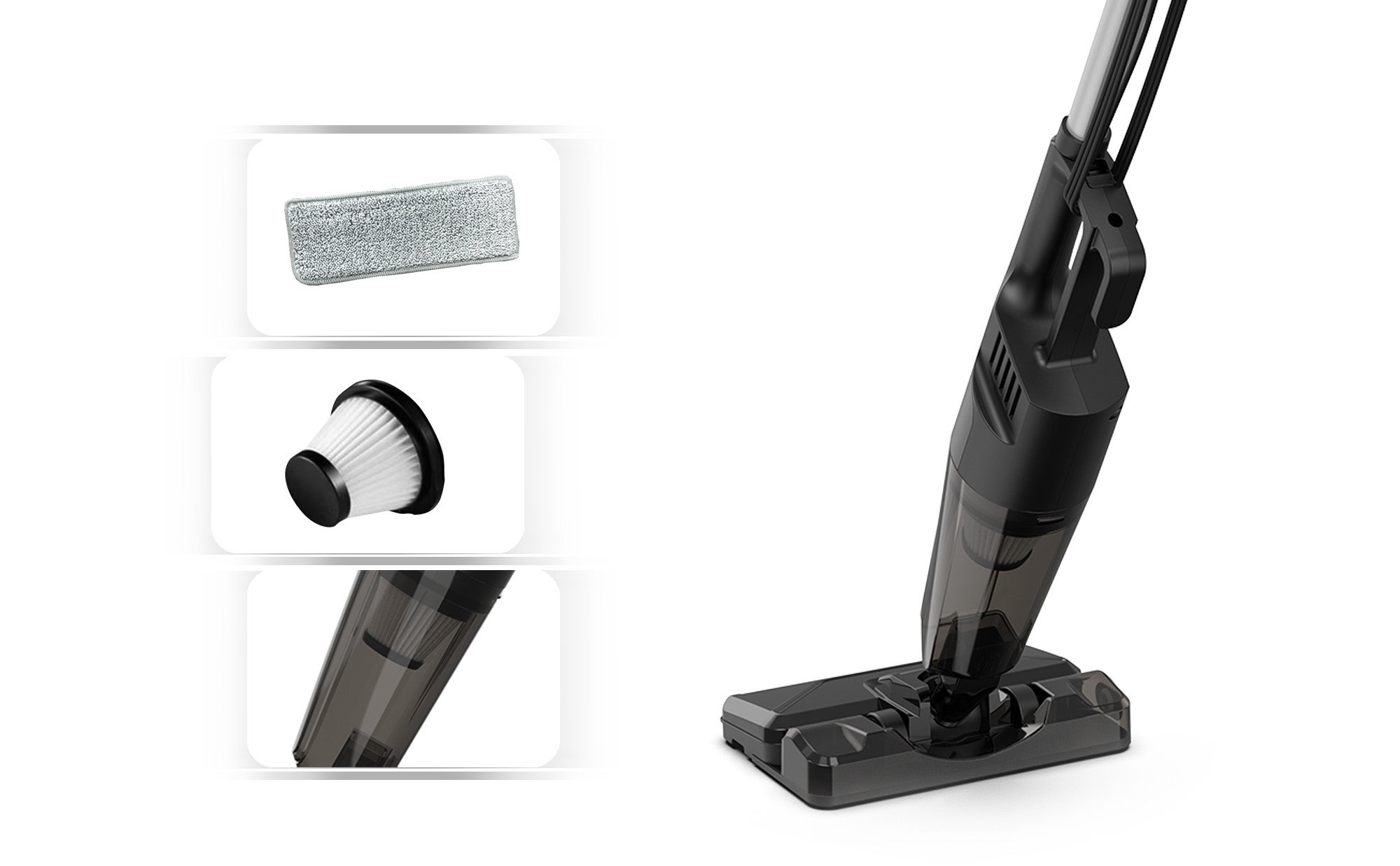 2 in 1 Handheld Stick Vacuum Cleaner, Lightweight, Powerful Suction 600W, 18 kPa Vacuum, 18 L/s Airflow, 20% Max Efficiency with Hepa Filter & 0.6L Dust Tank Capacity 0.6 L 600 W NVC19T Black