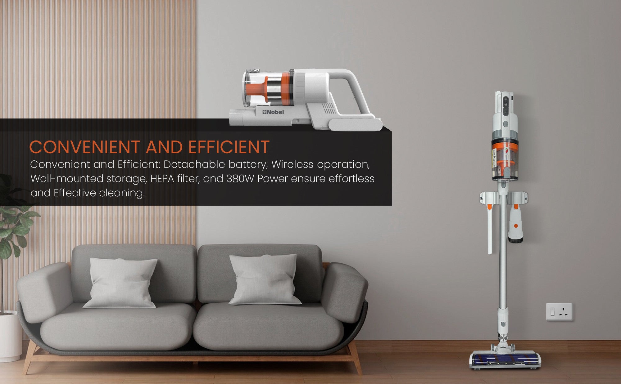 2 In 1 Rechargeable Stick Cordless Vacuum Cleaner With 1.20L Max Dust Capacity And 25.9V Lithium Battery, Standard 35Min, Max 12Min Speed, Wireless Operation With HEPA Filter 1.2 L 380 W NVC625 White