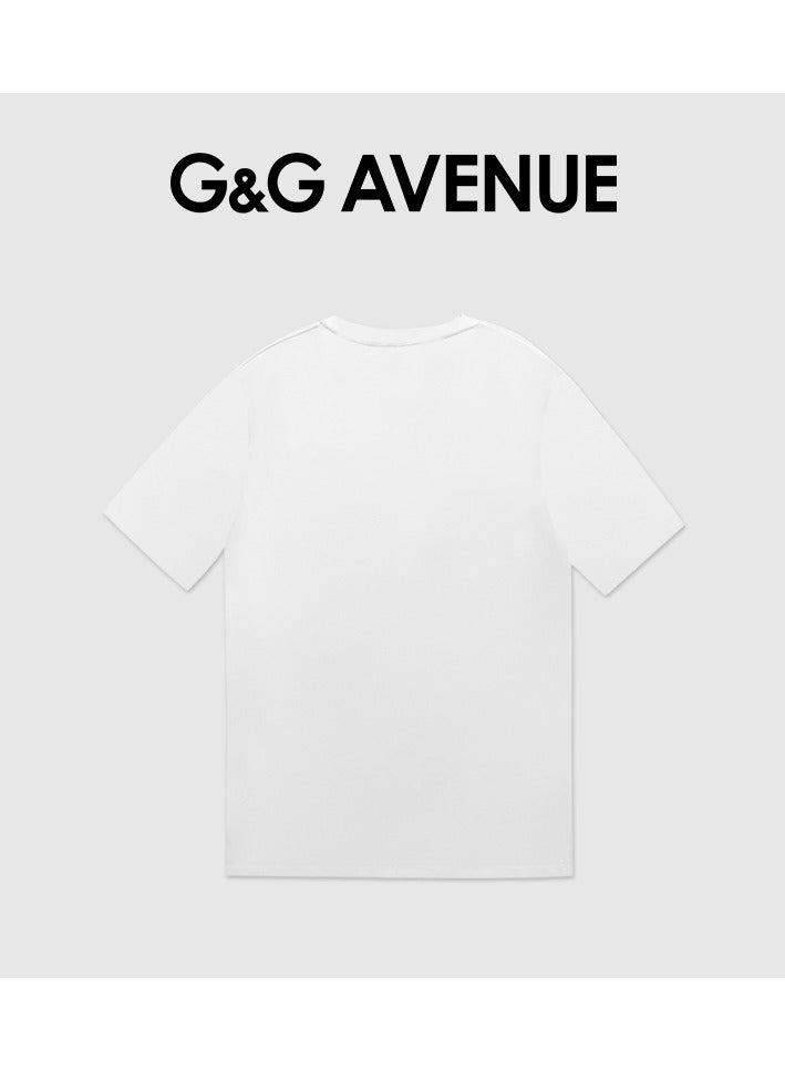 Men's Oversized round neck T-shirt, pure cotton thick and high-quality, 1/2 sleeve shirt slim fit new trend white Heavy cotton fabric