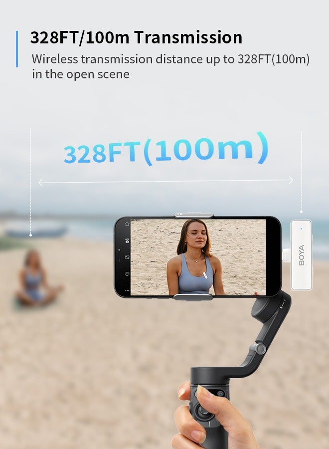 BOYALINK White Wireless clip on Microphone for Wedding Vlog Interview, Portable Charging Case Switchable Adapters for iPhone Android Camera,Noise Reduction Quick Mute