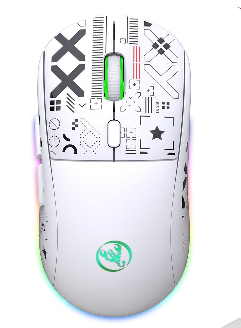 HXSJ NEW T90 Three-Mode 2.4G Water Transfer Wireless Mouse RGB Light-Emitting Wireless Game TYPE-C Charging Mouse