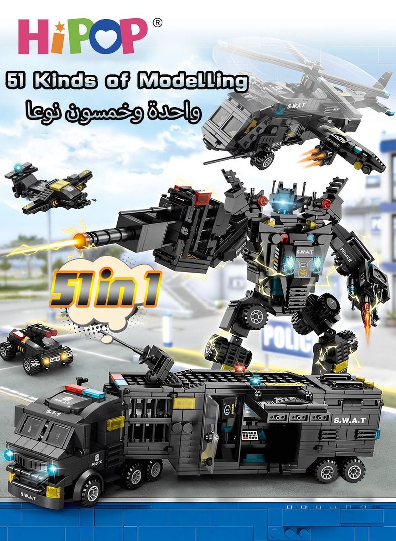 Police Series Building Blocks,51 Variants And Transformable Robots,Widely Compatible,Kid Puzzle Toy