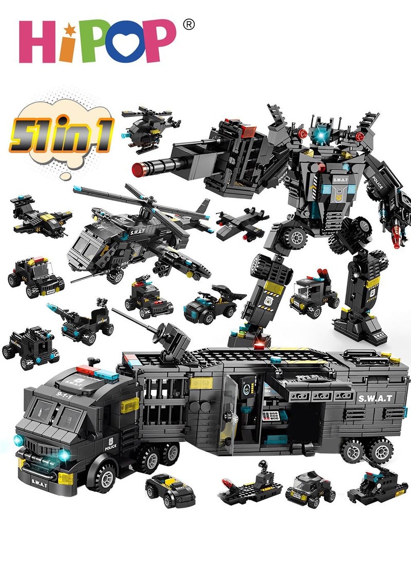 Police Series Building Blocks,51 Variants And Transformable Robots,Widely Compatible,Kid Puzzle Toy