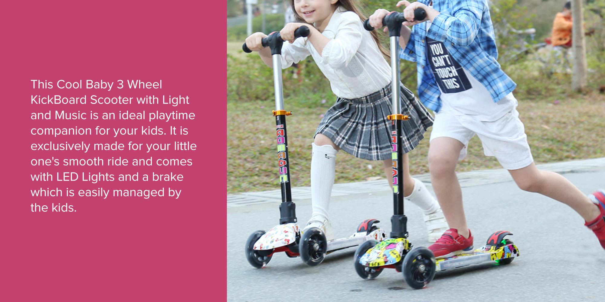 Adjustable Handle Kick Scooter Multicolour