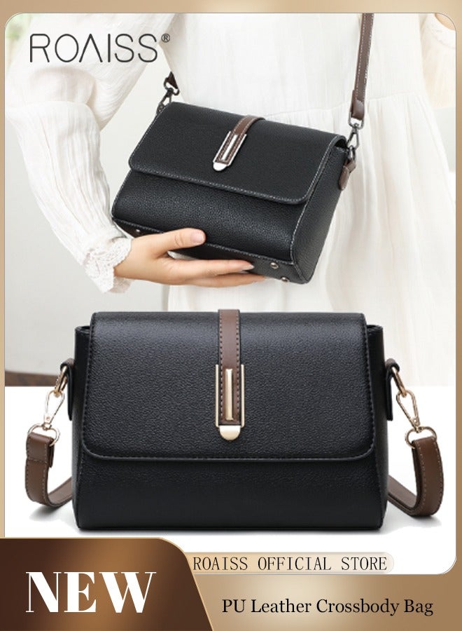 Fashionable Casual Flip Crossbody Bag Women'S Daily Commuting Pu Leather Material Adjustable Strap Shoulder Bag