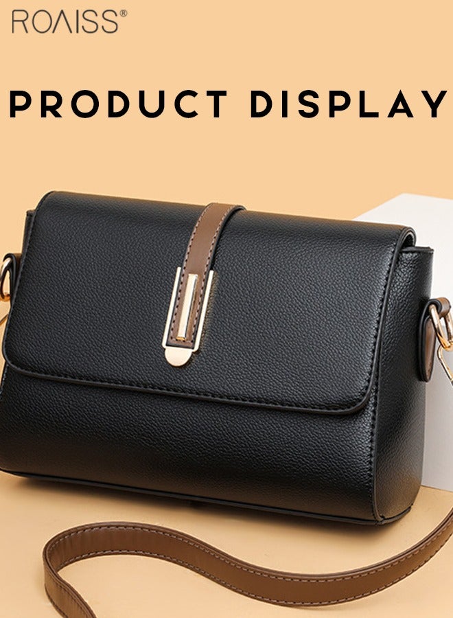 Fashionable Casual Flip Crossbody Bag Women'S Daily Commuting Pu Leather Material Adjustable Strap Shoulder Bag