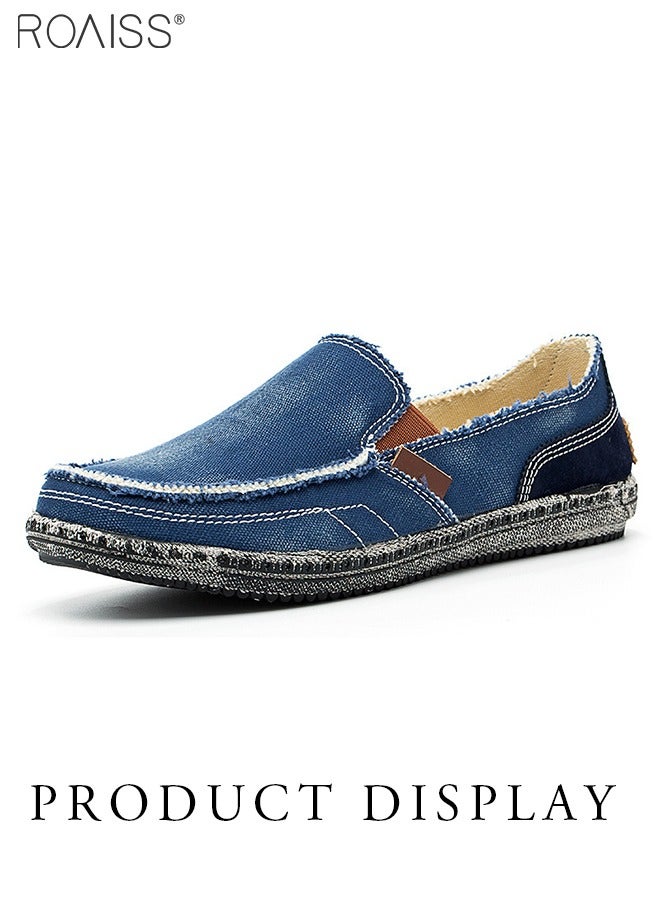 Men's Casual Canvas Shoes Comfortable Loafer Flats Boat Mocasin Slip on Shoes Outdoor Walking