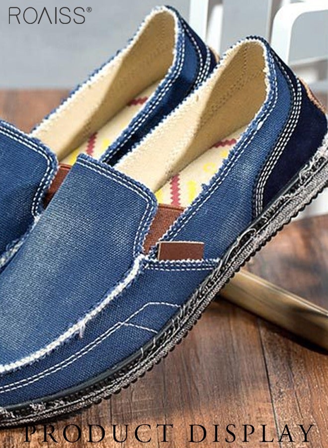 Men's Casual Canvas Shoes Comfortable Loafer Flats Boat Mocasin Slip on Shoes Outdoor Walking