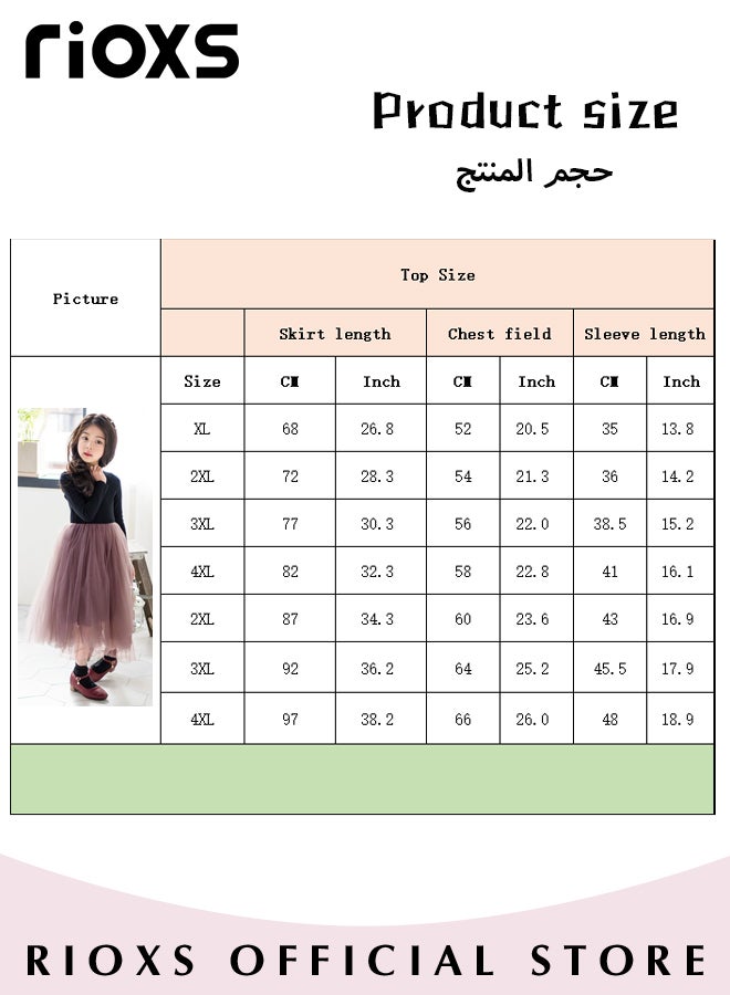 Kids Girls Breathable A Line Tutu Dress Round Neck Long Sleeve Mesh Slim Dress Knitted Cotton Princess Dress