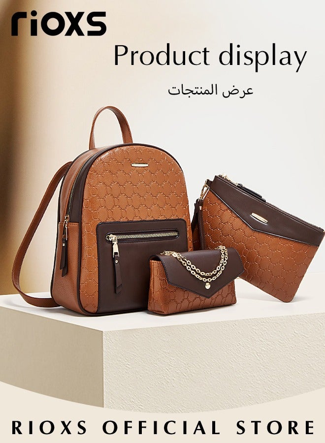 3 Pcs Shoulder Backpack Mother And Son Bag Shoulder Bag Sets Women's Tote Bags Simple Handbags Large Capacity Satchel Purses