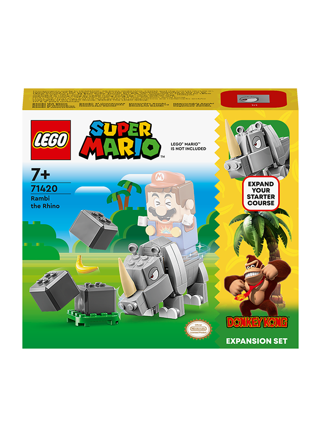 Super Mario Rambi The Rhino Expansion Set 71420 Building Toy Set; Gift For Creative Kids Aged 7 And Over; Collectible Playset To Combine With A Starter Course For Stomping, Rock-Smashing Fun (106 Pieces)