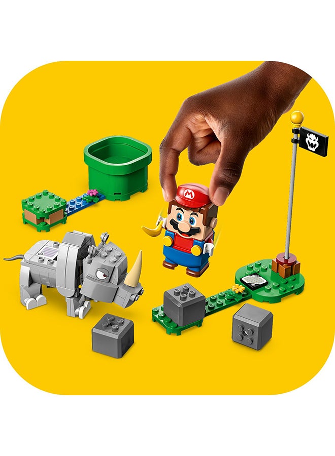 Super Mario Rambi The Rhino Expansion Set 71420 Building Toy Set; Gift For Creative Kids Aged 7 And Over; Collectible Playset To Combine With A Starter Course For Stomping, Rock-Smashing Fun (106 Pieces)