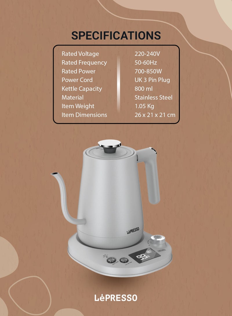 Pour-Over Electric Temperature Controlled Kettle 800mL - White