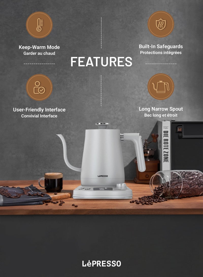 Pour-Over Electric Temperature Controlled Kettle 800mL - White