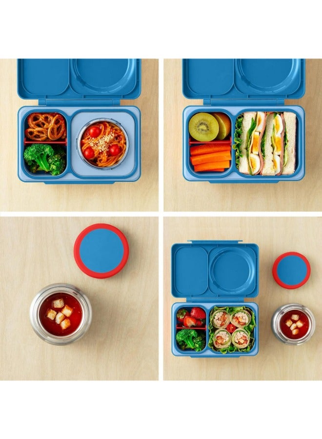 OmieBox Up Bento Box with Insulated Thermos & Ice Pack, Cosmic Blue