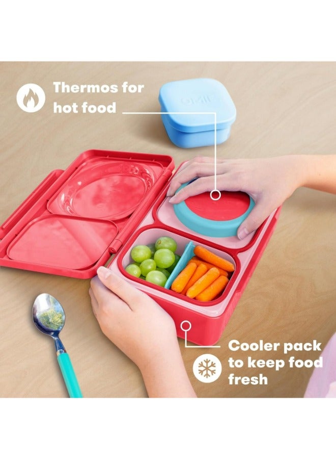 OmieBox Up Bento Box with Insulated Thermos & Ice Pack, Cherry Pink