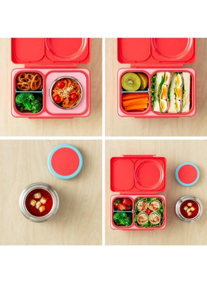 OmieBox Up Bento Box with Insulated Thermos & Ice Pack, Cherry Pink