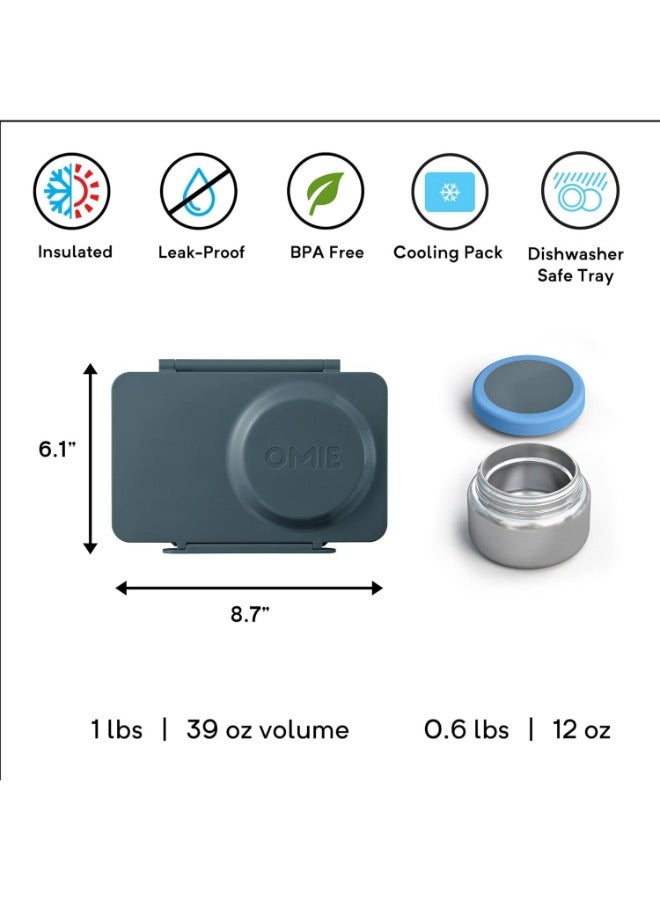 OmieBox Up Bento Box with Insulated Thermos & Ice Pack, Graphite
