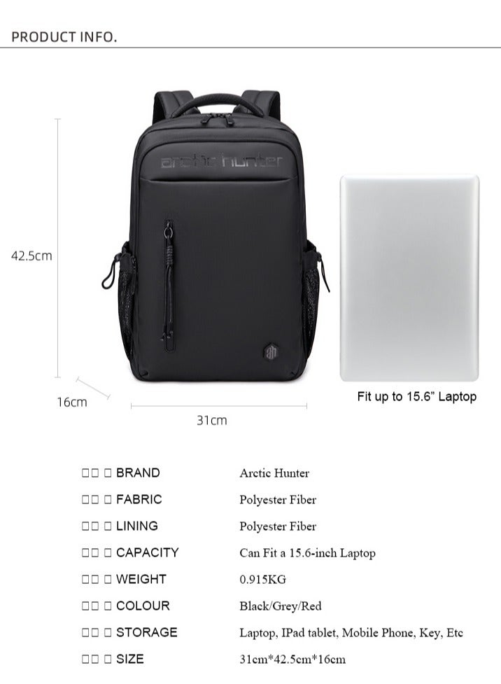 Laptop Backpack for Men 21L fit 15.6 Inch Laptop Travel Backpack with 10.9-inch Tablet Compartment Anti-theft Zipper Pocket Water Resistant Office Backpack B00534 Grey