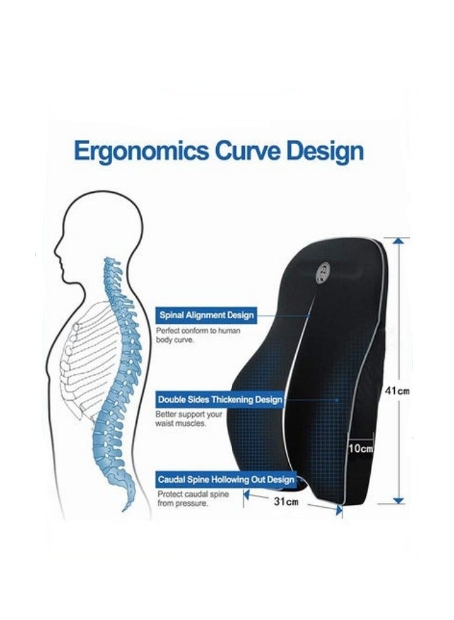 Ergonomic Design 3D Mesh Lumbar Support Pillow and Memory Foam Back Cushion