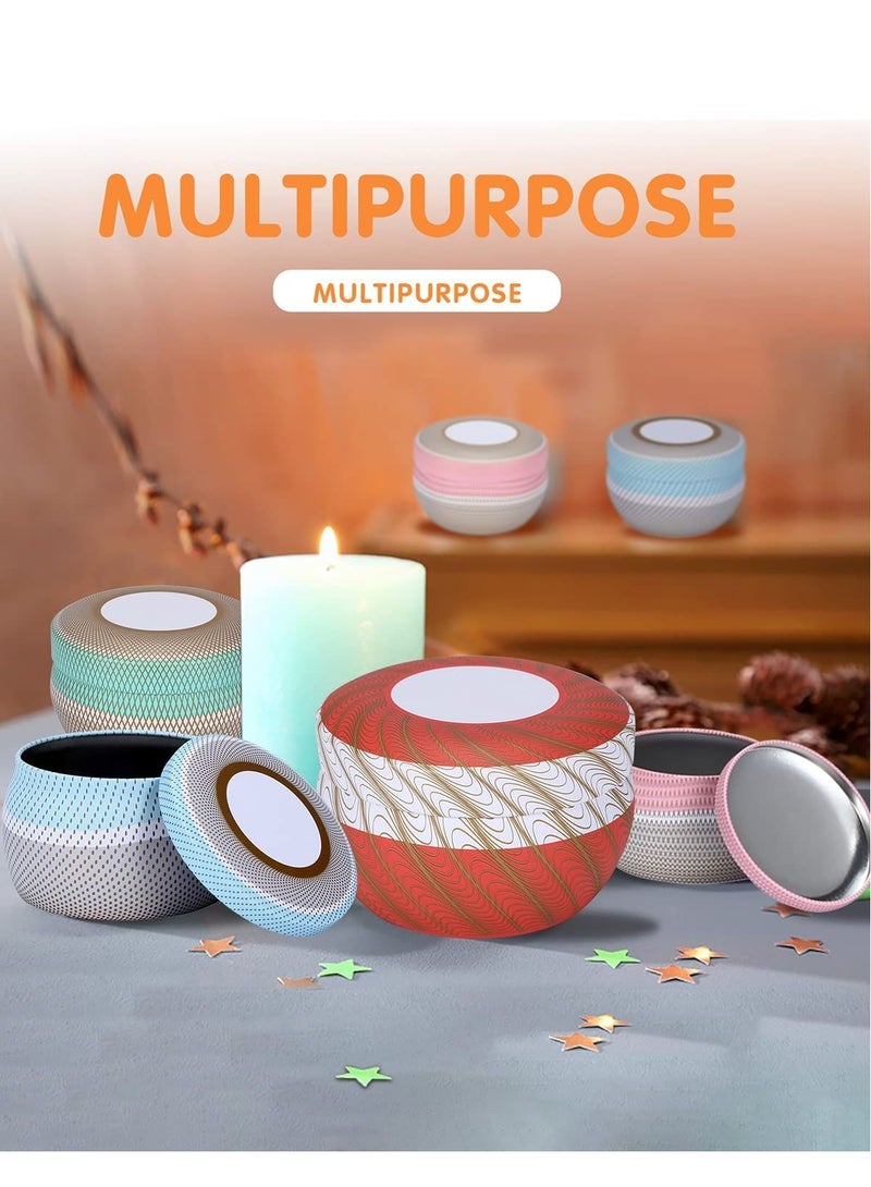 24 Pcs Candle Tins with Lids DIY Round Containers for Making Metal Storage Arts Crafts 4 Color 12 8oz and 4oz