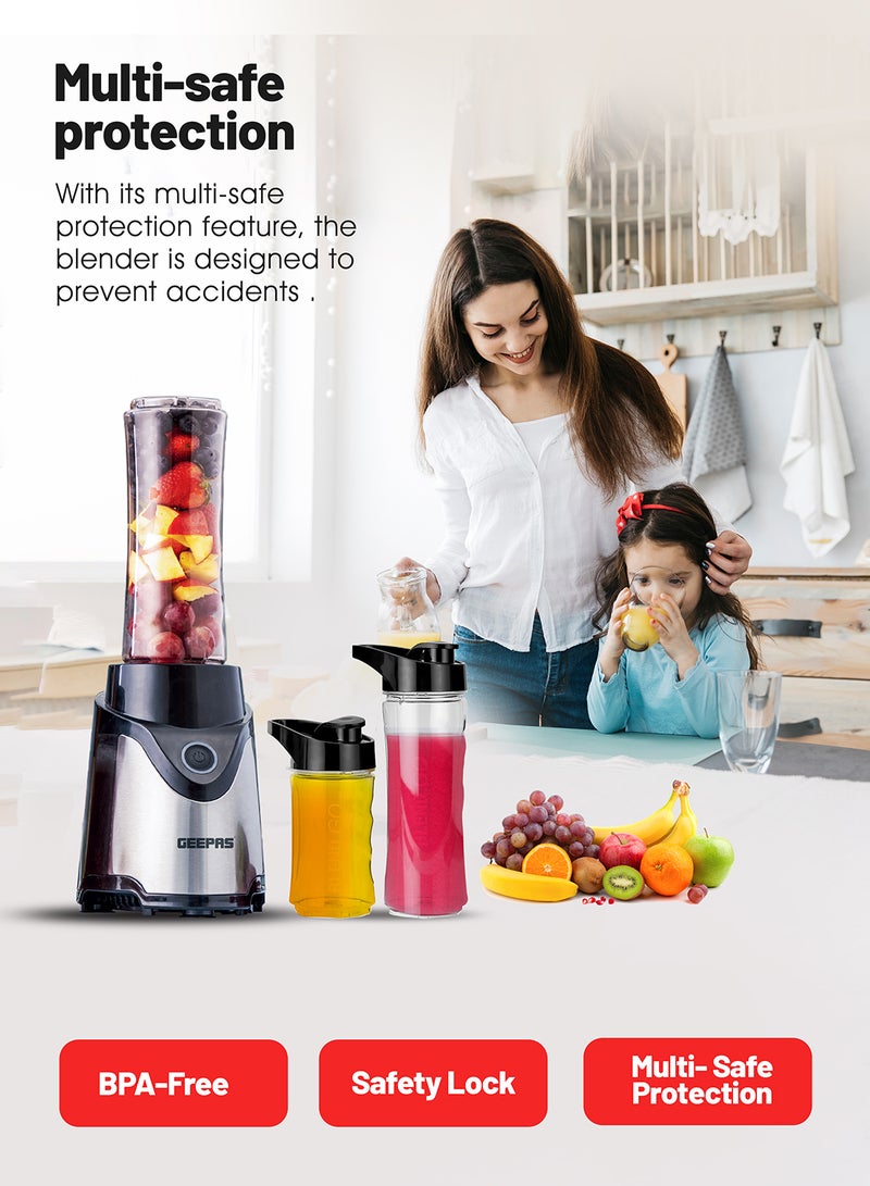 Personal Blender | Stainless Steel Blade - Safety Lock, 570ml & 400ml BPA-Free Tritan Jar, Multi- Safe Protection, Abs Plastic Housing 500 W GSB44075 Black