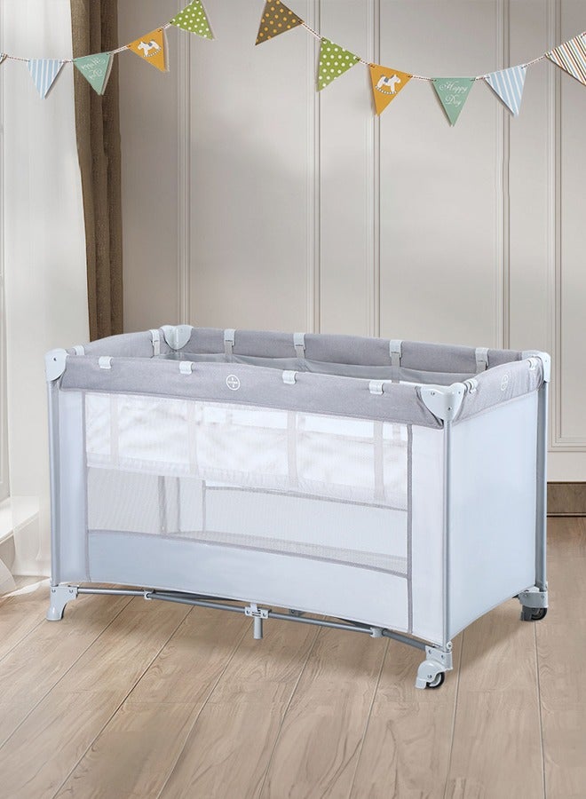 Foldable And Multifunctional Double Layer Crib Playpen For Babies And Toddlers