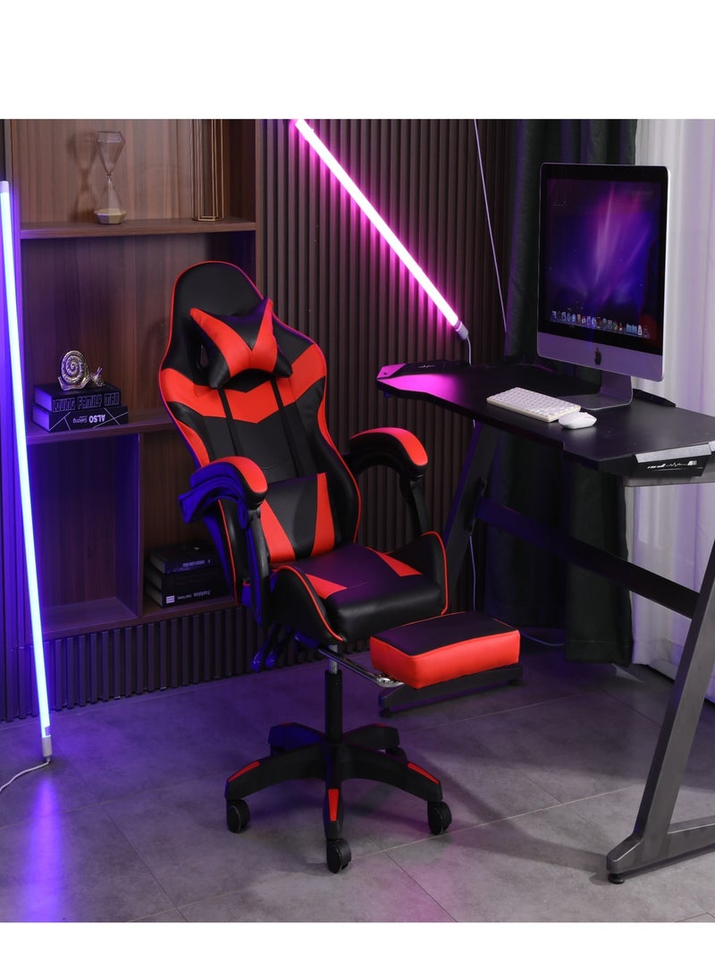 Gaming Chair with Footrest, Racing Gaming Chair, Computer Gamer Chair Ergonomic Game Chair with Adjustable Headrest and Lumbar Support