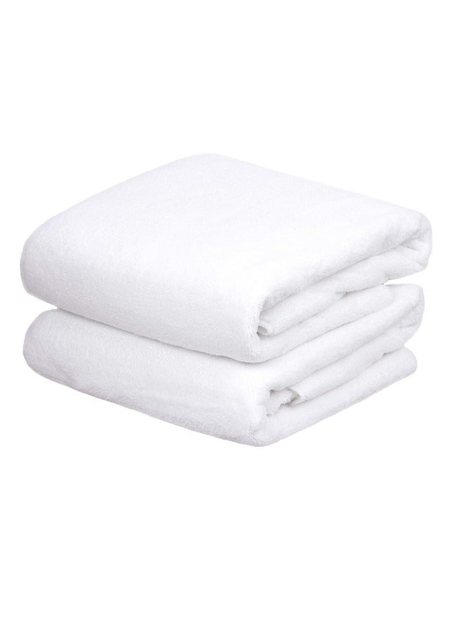 2 Pieces 100% Cotton Towels 600 GSM Ultra-Soft Quick Dry Highly Absorbent Hotel Quality For Bath and Spa Bathroom Towel Set White 70x140cm
