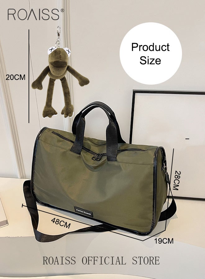 Unisex Multifunctional Fitness Bag Large Capacity Ideal for Short Trips Dry and Wet Separation Scientific Compartmentalization Versatile Travel Duffel Carry On Luggage with Frog Pendant