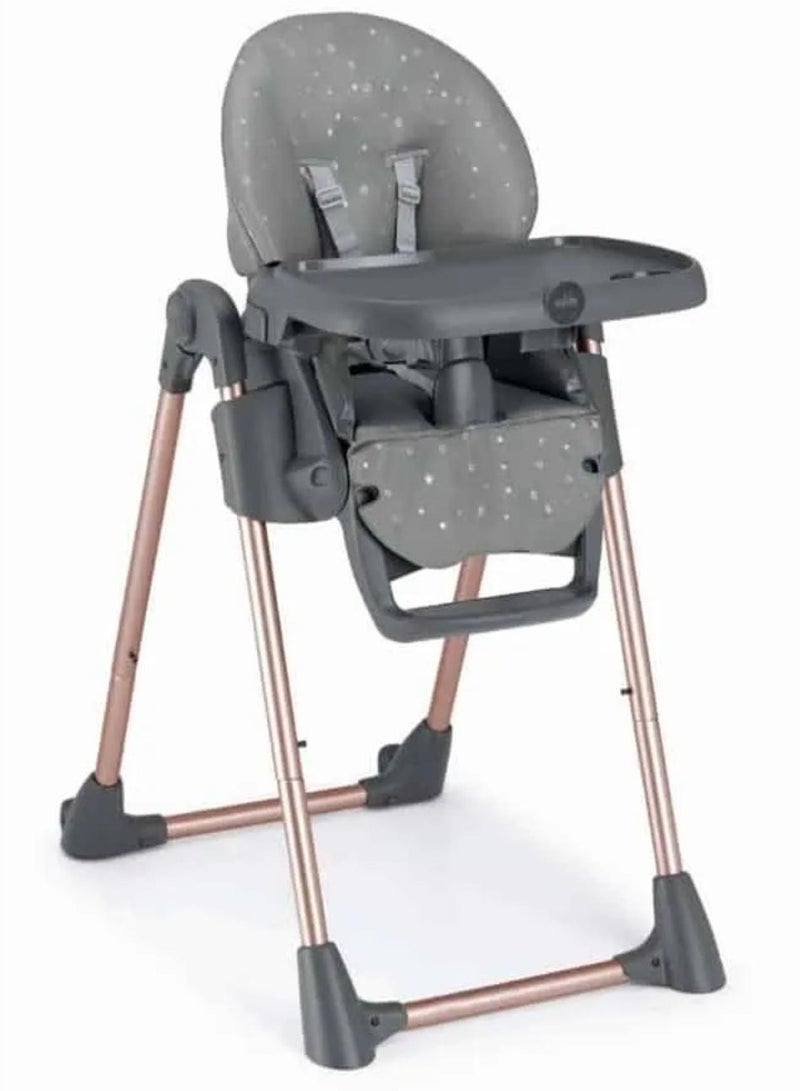Cam - Pappananna Icon High Chair - Gray - Feeding Chair For Baby, Ultra Modern  High Chair, From 6 Months To 15 Kg, Soft Padding, 5-Point Safety Harness, Rear Castors, Super Compact.Made In Italy