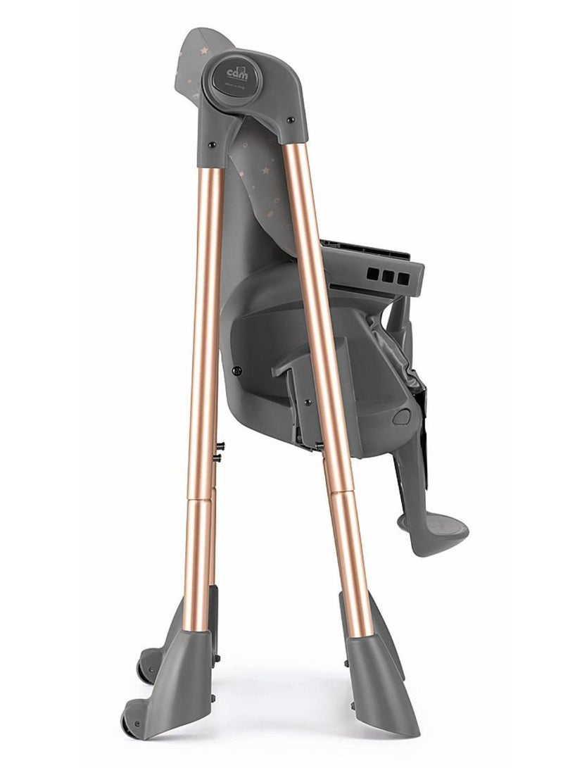 Cam - Pappananna Icon High Chair - Gray - Feeding Chair For Baby, Ultra Modern  High Chair, From 6 Months To 15 Kg, Soft Padding, 5-Point Safety Harness, Rear Castors, Super Compact.Made In Italy