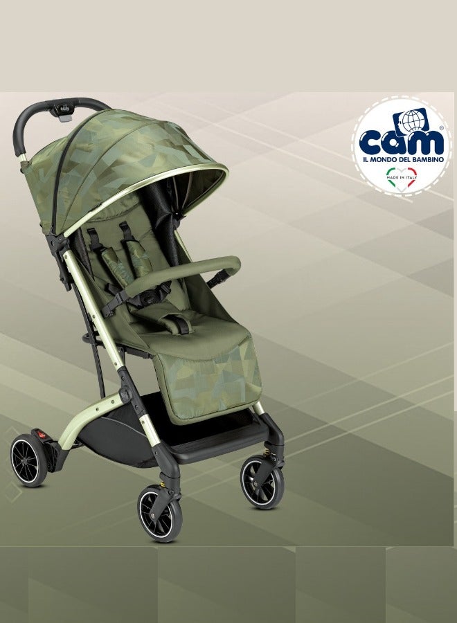 Compass Baby Stroller - Green, From 0 To 4 Years With Aluminium Frame, 5-Point Safety Harness