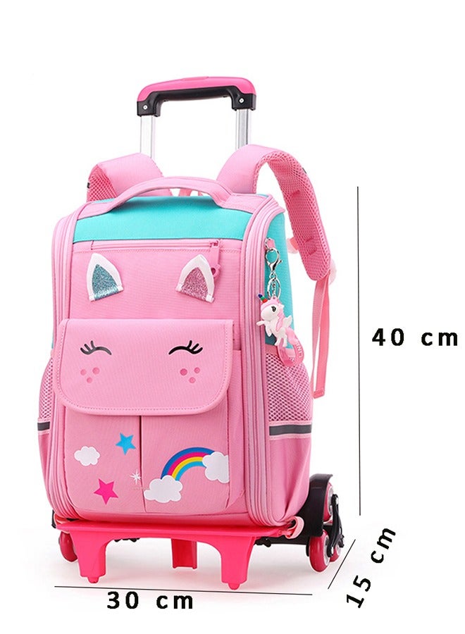 Wheeled Rolling Backpack Black Bookbag for Boys and Girls School Student Books Laptop Travel Trolley Bag